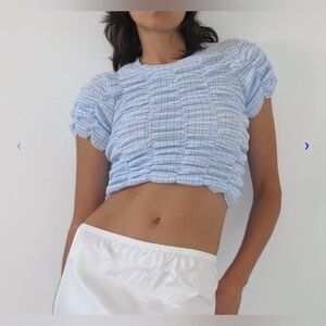 Permanent Vacation Eternal Baby Tee in Blue Gingham Size Small